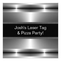 Black  Silver Boys Any Number Birthday Party Personalized Invite