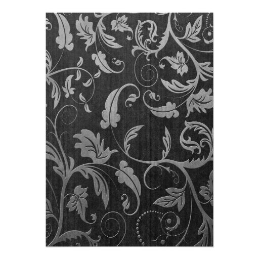 Black - Silver Damask 25th Business Anniversary Custom Announcement