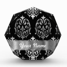 Black & silver damask acrylic award