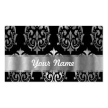 Black & silver damask business card template