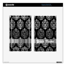 Black & silver damask kindle fire decals