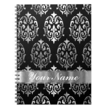 Black & silver damask note books