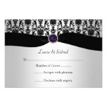 Black Silver Damask Purple Jewel RSVP Invitation