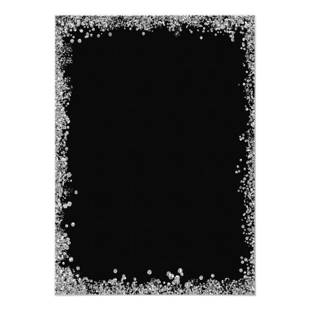 Black Silver Glitter Diamond Sweet 16 Sixteen Card