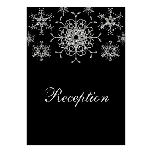 Black Silver Glitter LOOK Snowflake Enclosure Card Business Card Templates (front side)