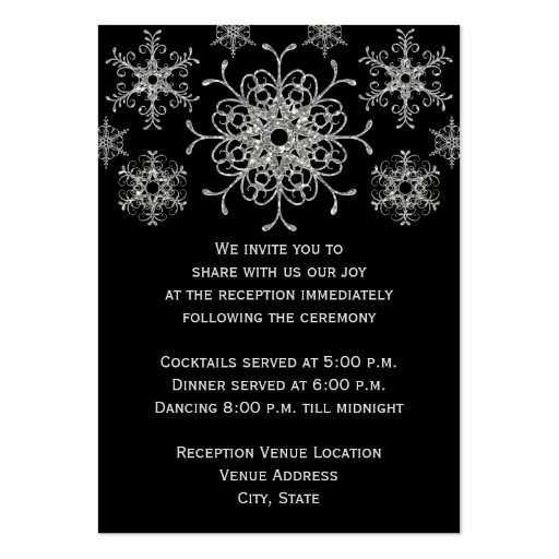 Black Silver Glitter LOOK Snowflake Enclosure Card Business Card Templates (back side)