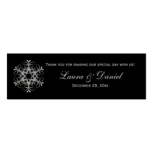 Black, Silver Glitter LOOK Snowflakes Favor Tag Business Card Templates