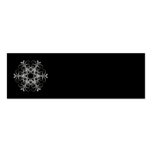 Black, Silver Glitter LOOK Snowflakes Favor Tag Business Card Templates (back side)
