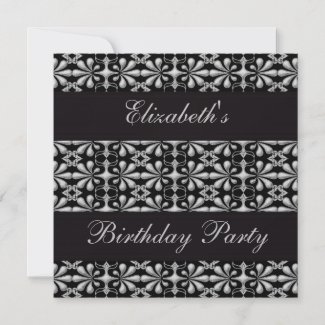 Black & Silver Gothic Elegance Birthday Party zazzle_invitation