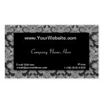 Black Silver Gray Gradient Damask Profile Card business cards