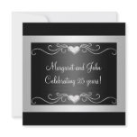 Black Silver Love Hearts 25th Anniversary Event 2 Invite