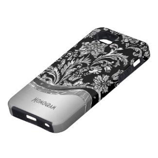 Black & Silver Metallic Look With Damasks iPhone 5 Case