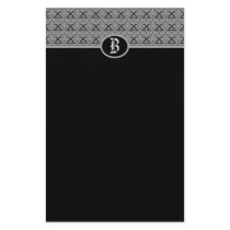 Black Silver Monogram Damask Stationery by mickeyelvis128 Black Silver Monogram Damask Stationery