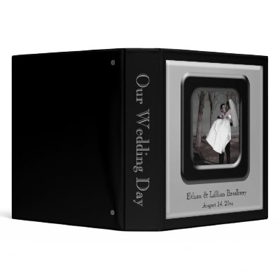 Black & Silver Photo Frame Wedding Album 3 Ring Binder