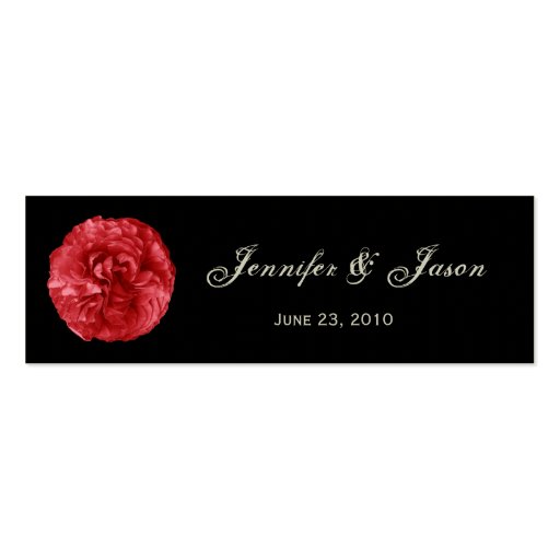 BLACK SILVER RED Wedding Favor Tag Business Card (back side)