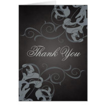 Black & Silver Scroll Thank You Card
