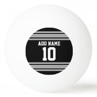 Black Silver Sports Jersey with Your Name & Number Ping Pong Ball