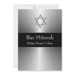 Black Silver Star of David  Bar Mitzvah Personalized Announcement