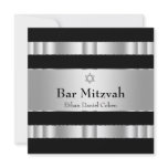Black Silver Star of David Bar Mitzvah Invitation