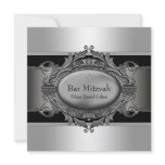 Black Silver Star of David Bar Mitzvah Announcement