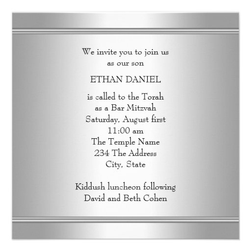 Black Silver Star of David Bar Mitzvah Announcement