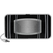 Black silver steel speakers