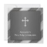 Black Silver Stripe Boy First Communion Invitation