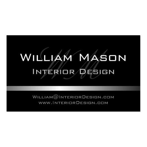 Black & Silver Stripe Professional Business Card (front side)