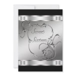 Black Silver Sweet Sixteen Birthday Party Custom Invitation