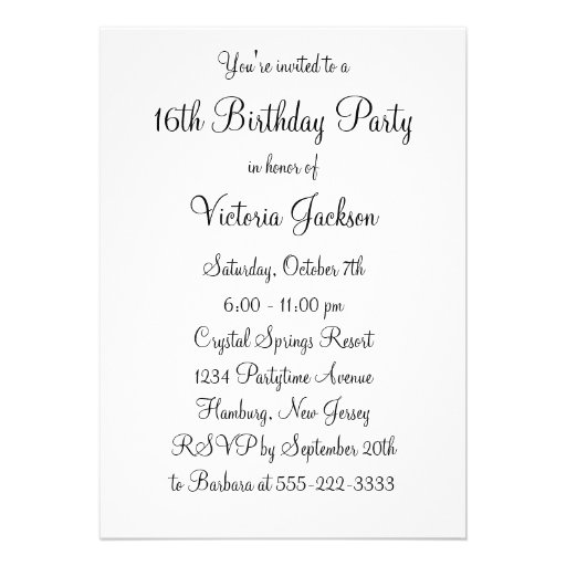 Black Silver Sweet Sixteen Birthday Party Custom Invitation
