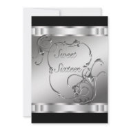Black Silver Swirl Elegant Sweet Sixteen invitation