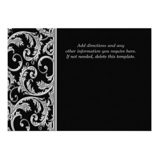 Black silver swirl engagement anniversary CUSTOM Personalized Invitations