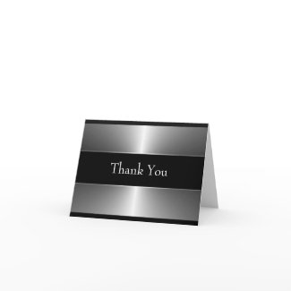 Black Silver Thank You Cards
