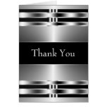 Black Silver Thank You Cards