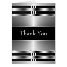 Black Silver Thank You Cards