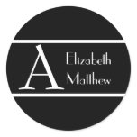 Black Simple Customize Last and First Name Sticker