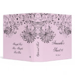 Black Sketched Flowers on Pink Floral Binder
