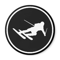 black ski skiing icon downhill magnets