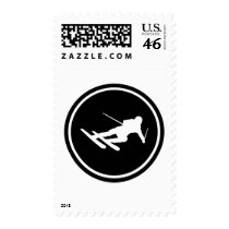 black ski skiing icon downhill postage