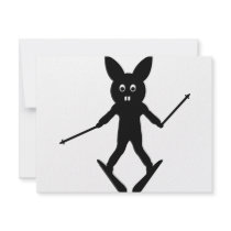 black skier bunny icon invitations