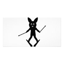 black skier bunny icon photo cards