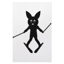 black skier bunny icon customized stationery