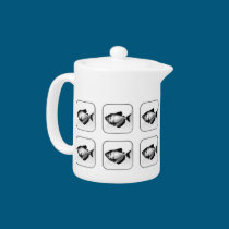 Black Skirt Tetra Square Button Pattern teapots