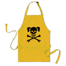 Black Skull and Crossbones With Pigtails Apron
