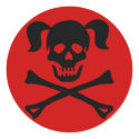 Black Skull and Crossbones With Pigtails stickers