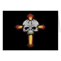 Black Skull Cross Greeting Card