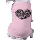 Black Skull Heart Dog T-shirt