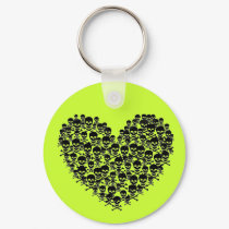 Black Skull Heart keychains by JuJuGarden Black Skull Heart keychains
