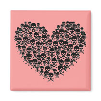 Black Skull Heart Magnet by JuJuGarden Black Skull Heart Magnet