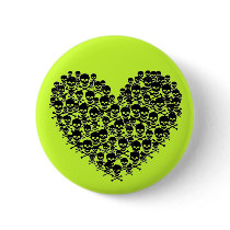 Black Skull Heart Pin buttons by JuJuGarden Black Skull Heart Pin buttons